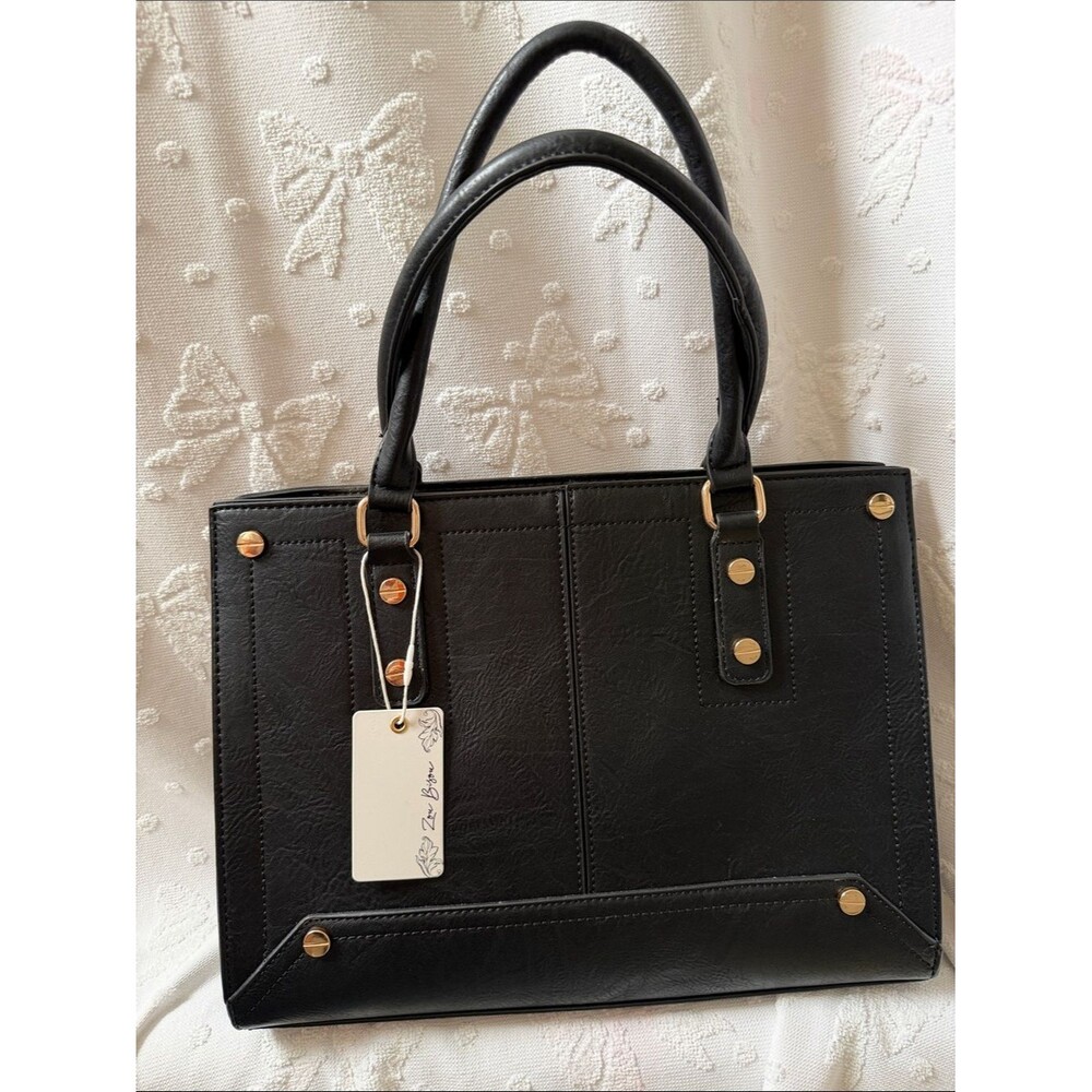 Classic Black Structured Tote Bag by